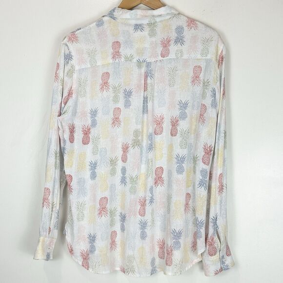 Rails Linen Shirt Size M Charli Rainbow Pinas Pineapple Print Coastal Vacation - Picture 7 of 12